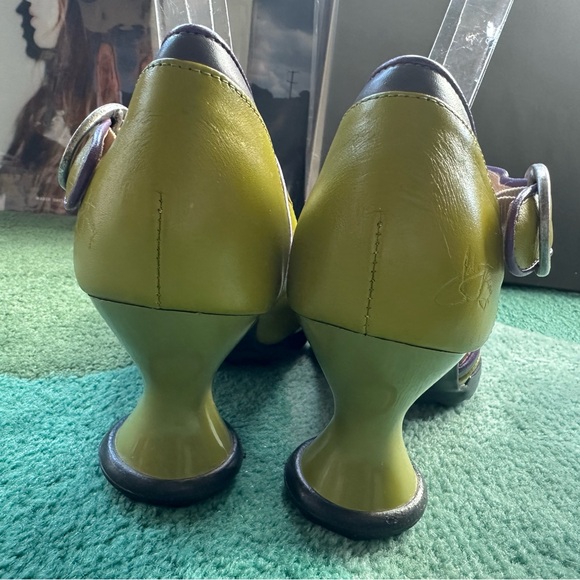Fluevog NEARLY NEW Mini Elif olive/gray/purple asymmetrical buckle heel - 8.5 - Picture 8 of 16
